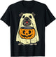 Pug Ghost Pumpkin Funny Halloween Costume Dog Owner Lover T-Shirt - T-Shirt | Black