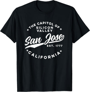 Vintage Silicon Valley San Jose California Retro USA White T-Shirt - T-Shirt | Black