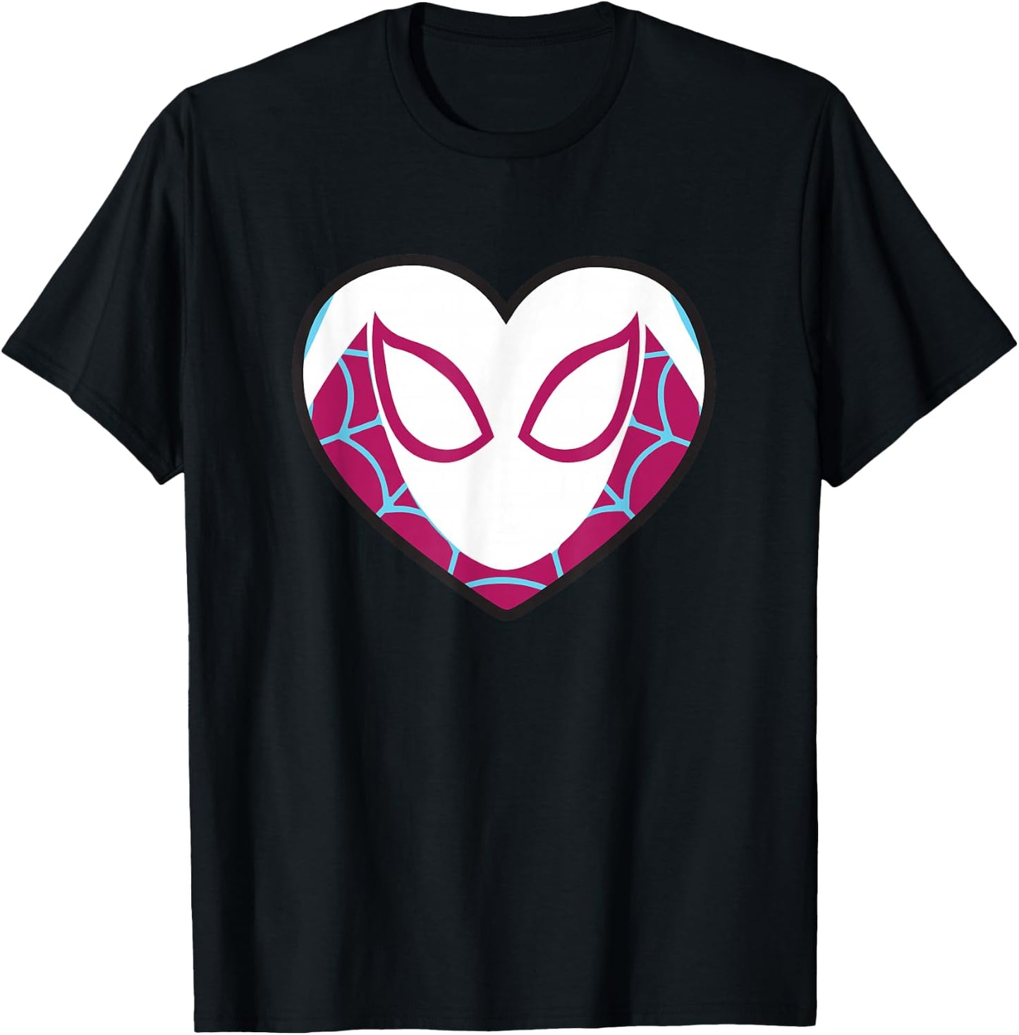 Marvel Spider-Man Ghost Spider Gwen Heart Mask Logo T-Shirt - T-Shirt | Black