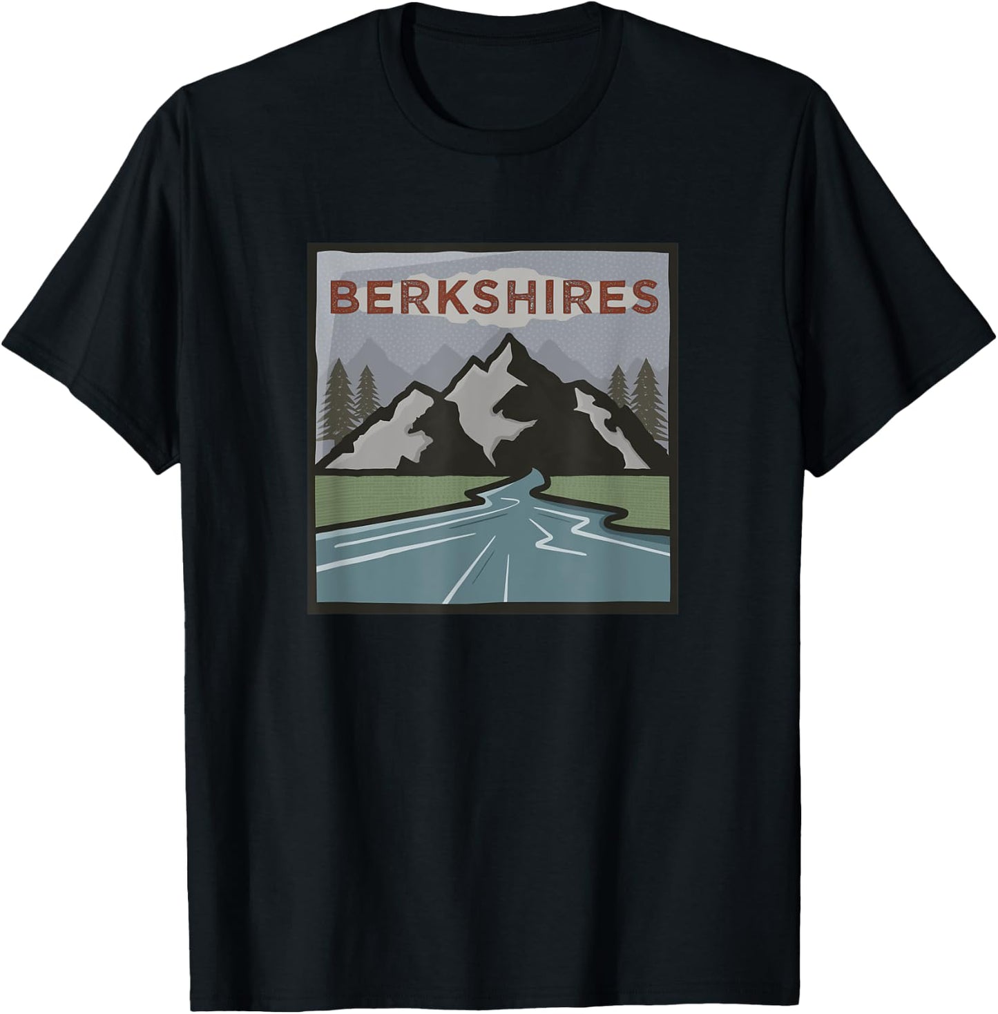 Vintage Berkshires, MA Illustration / Retro Berkshires, MA T-Shirt - T-Shirt | Black