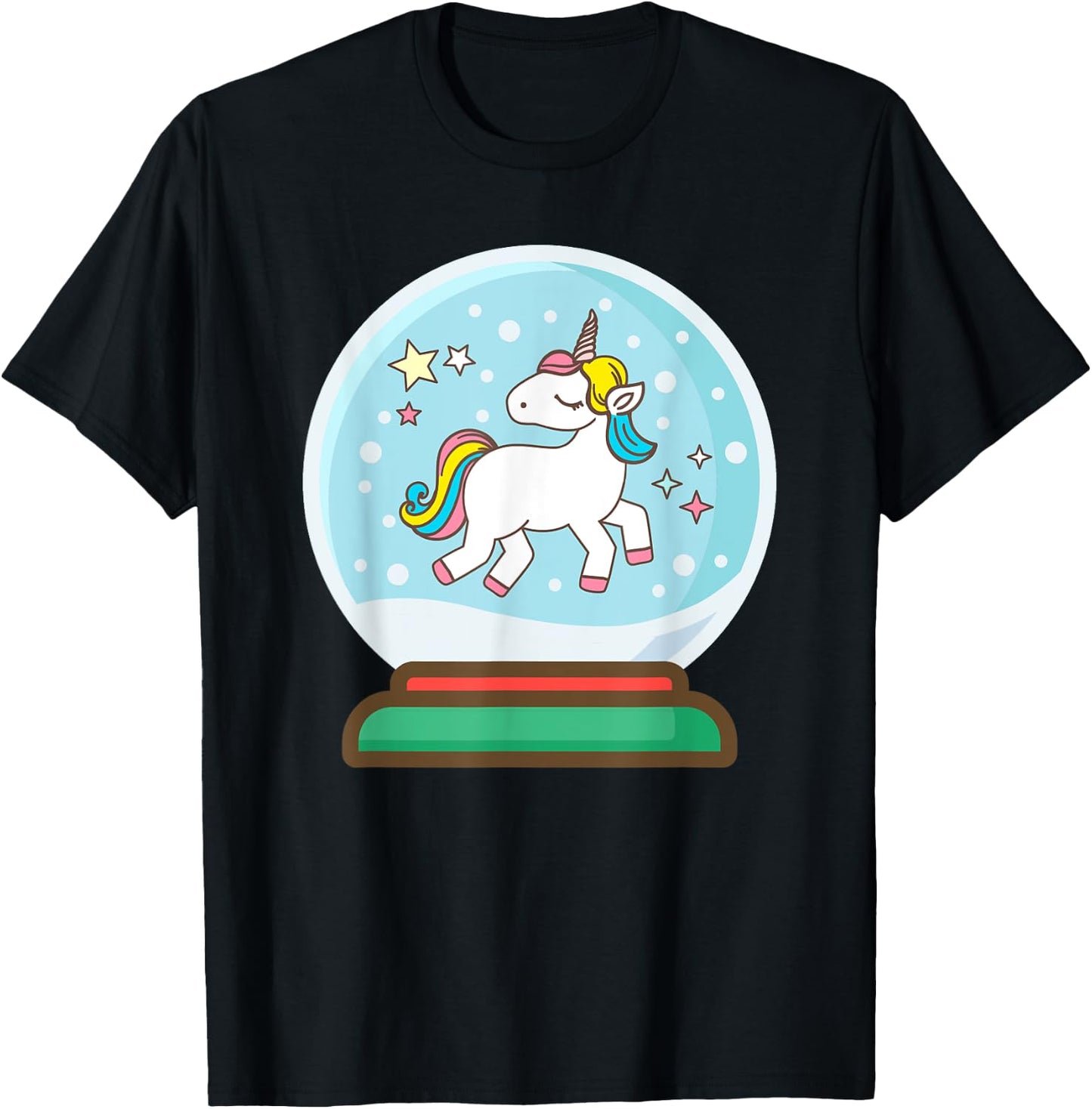 Unicorn Snow Globe Gift Girls T-Shirt - T-Shirt | Black