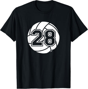 Volleyball Player #28 Volleyball Parent Jersey Number 28 T-Shirt - T-Shirt | Black