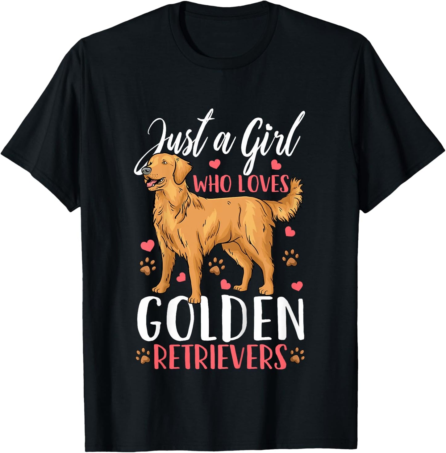 Kids Golden Retriever Just A Girl Who Loves Golden Retrievers T-Shirt - T-Shirt | Black