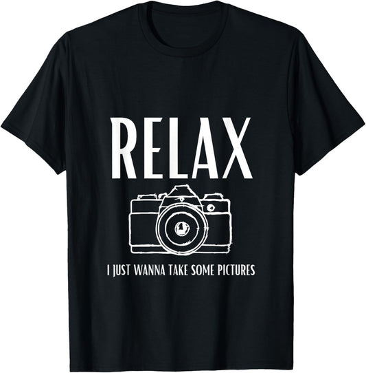 Relax | I just Wanna take Some Pictures | Jeffrey | Camera T-Shirt - T-Shirt | Black