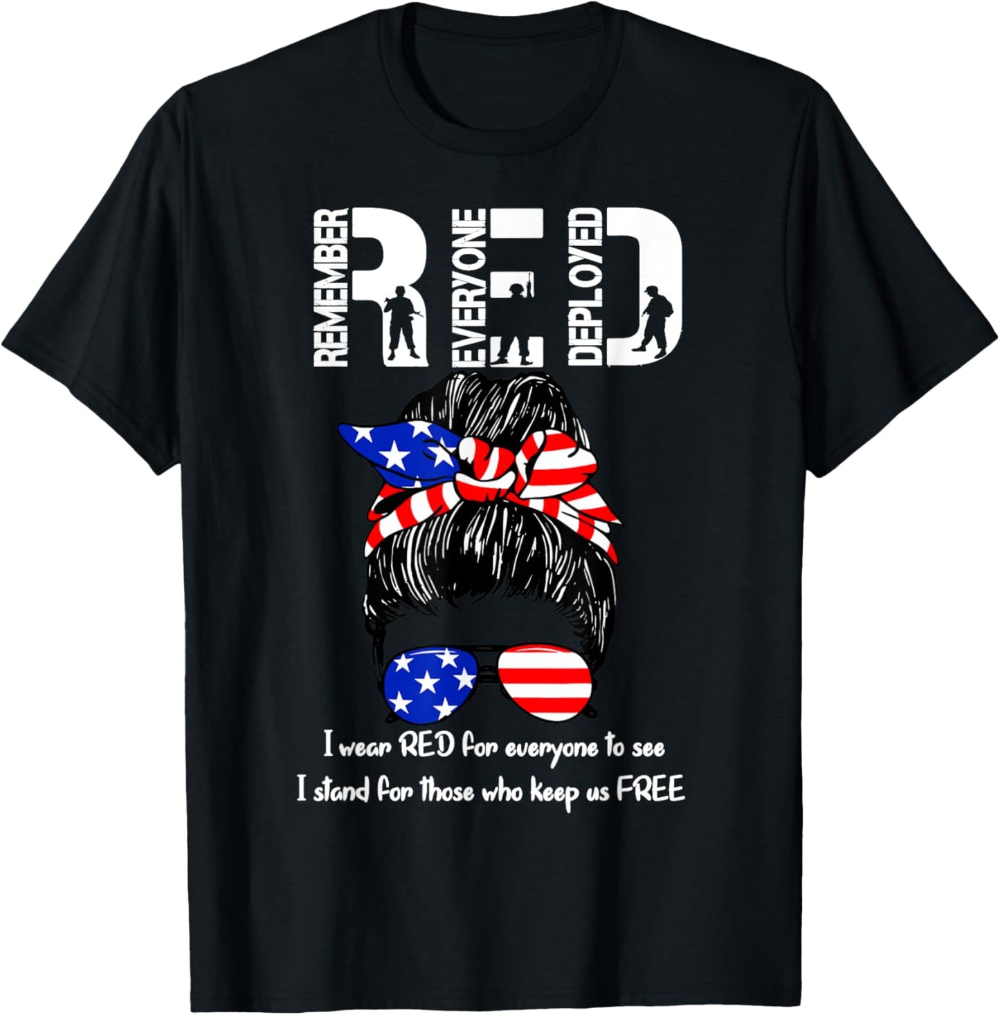 On Friday We Wear Red Military Support Troops T-Shirt - T-Shirt | Black