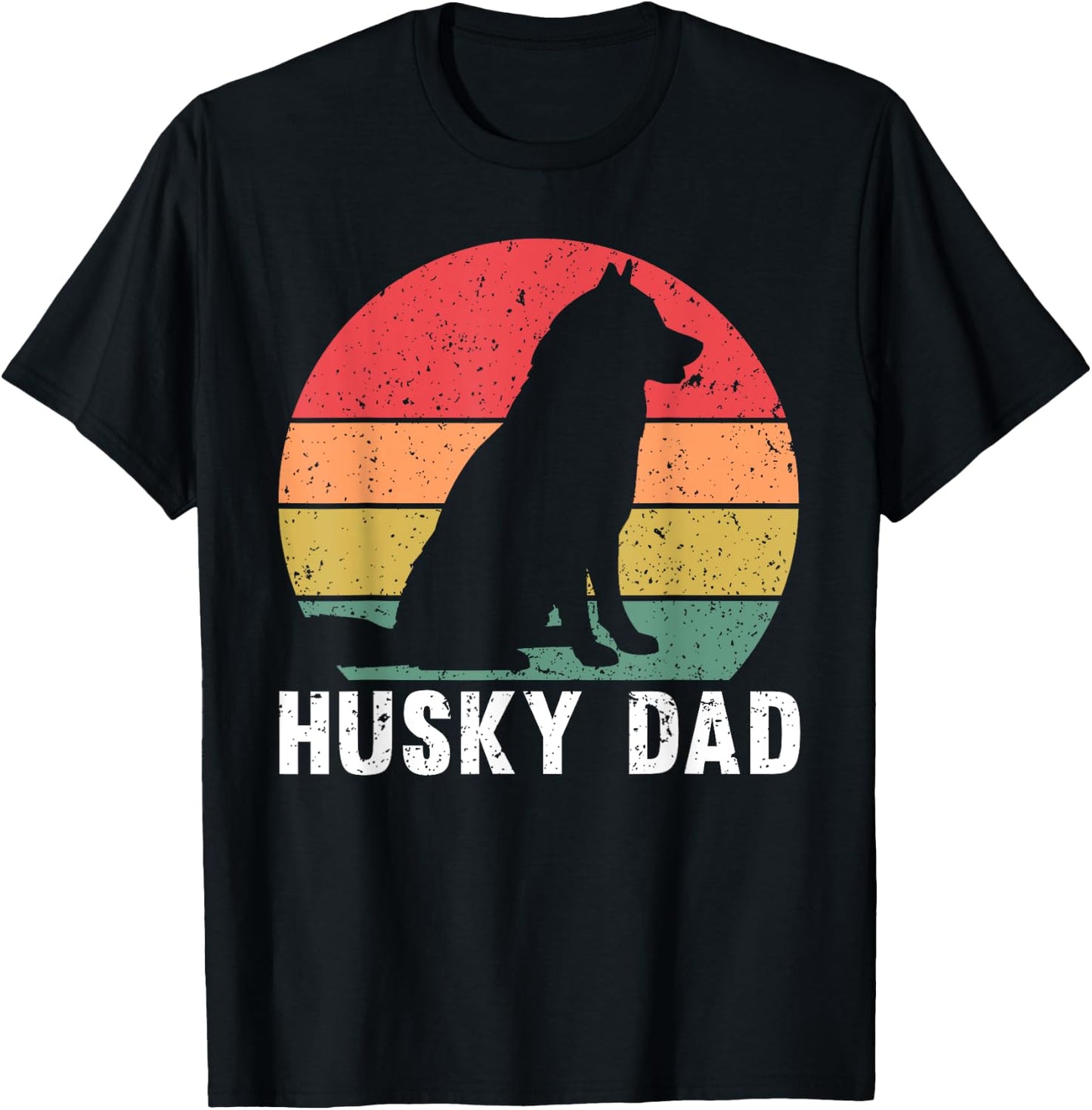 Husky Dad Art For Father Men Husky Lover Siberian Husky Dog T-Shirt - T-Shirt | Black