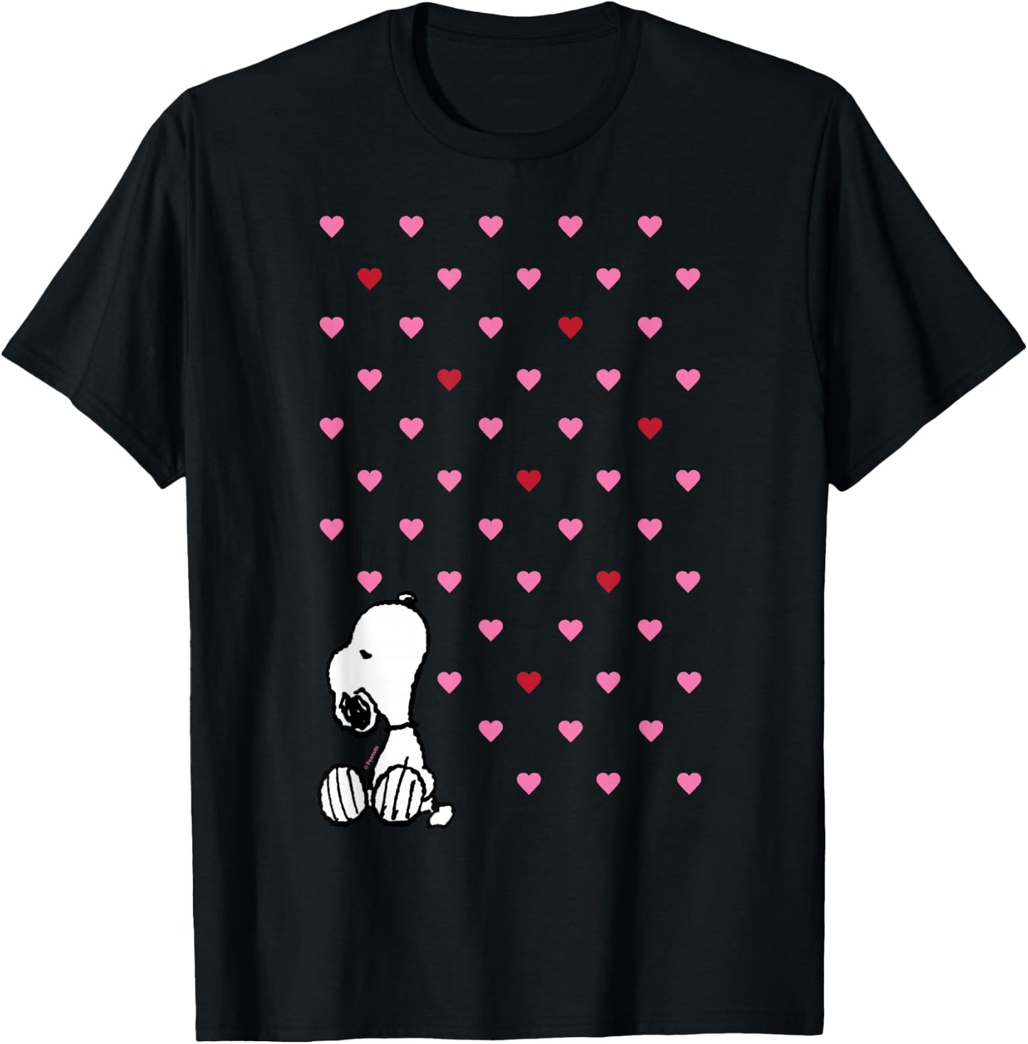 Peanuts Valentine Snoopy Hearts T-Shirt - T-Shirt | Black
