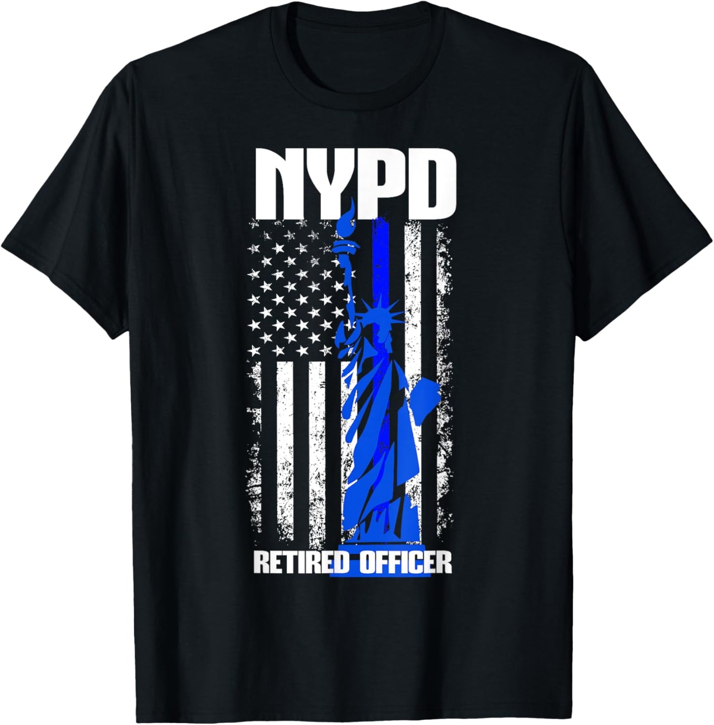 NYPD New York Police Department Statue of Liberty Retired T-Shirt - T-Shirt | Black