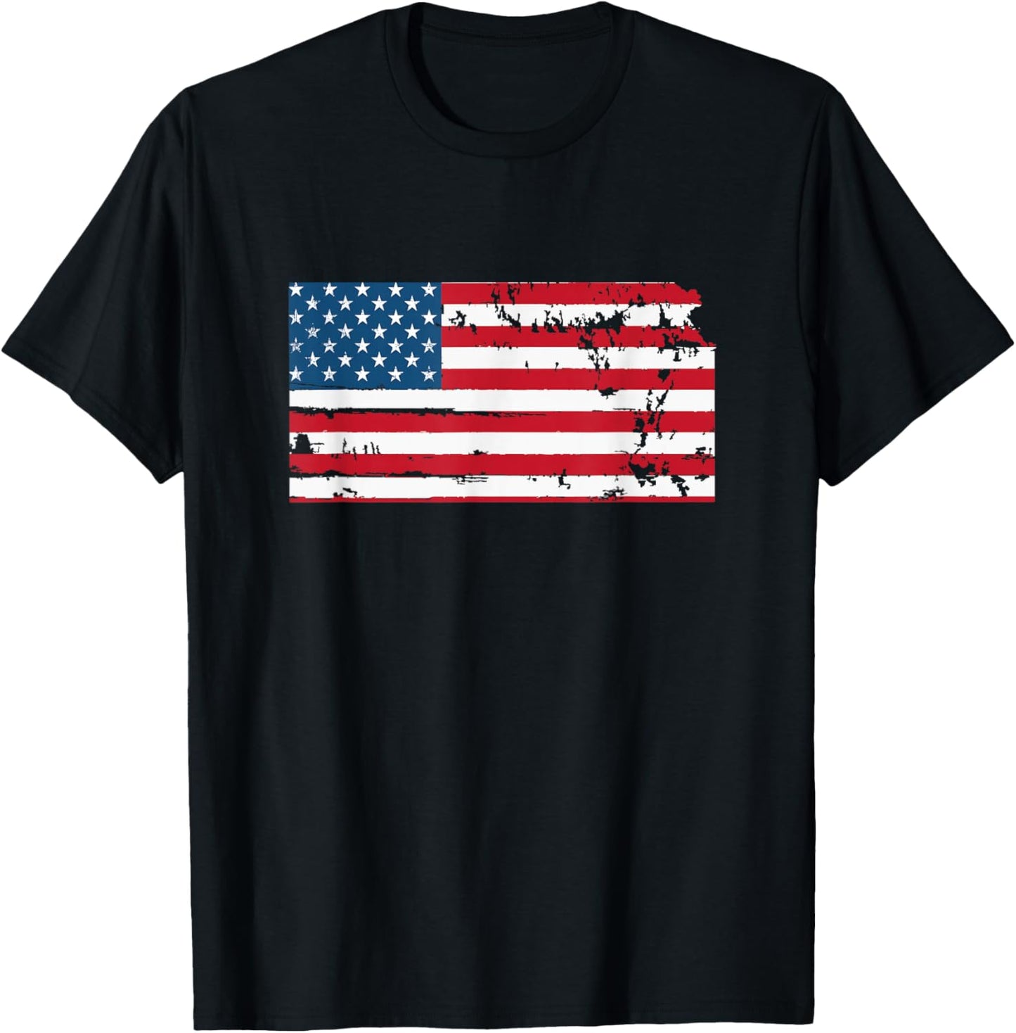 State of Kansas Patriotic USA Flag Women Adults Kids T-Shirt - T-Shirt | Black