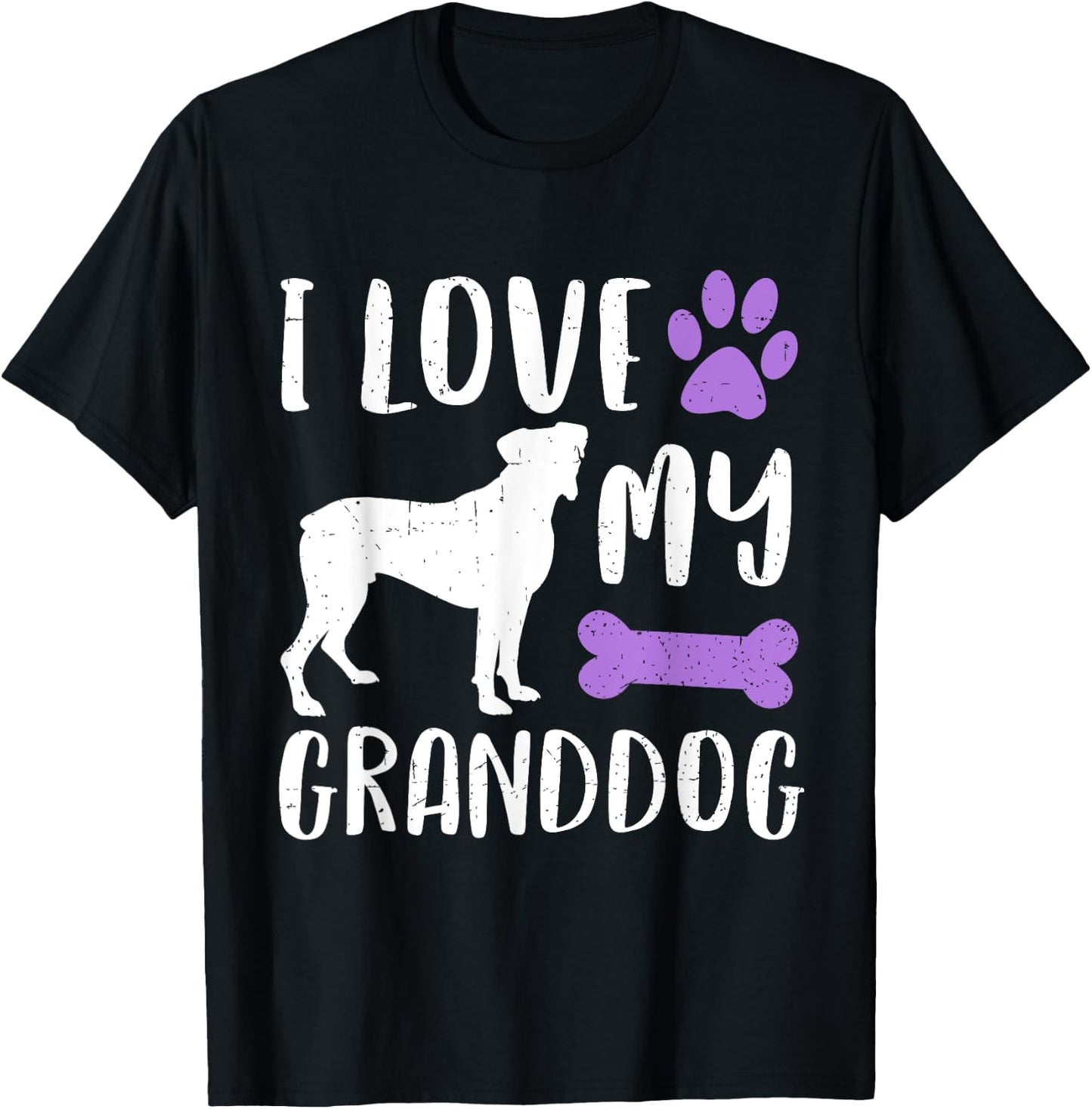 I Love My Boxer Granddog Shirt Dog Grandma Grandpa Women Girls Kids T-Shirt - T-Shirt | Black