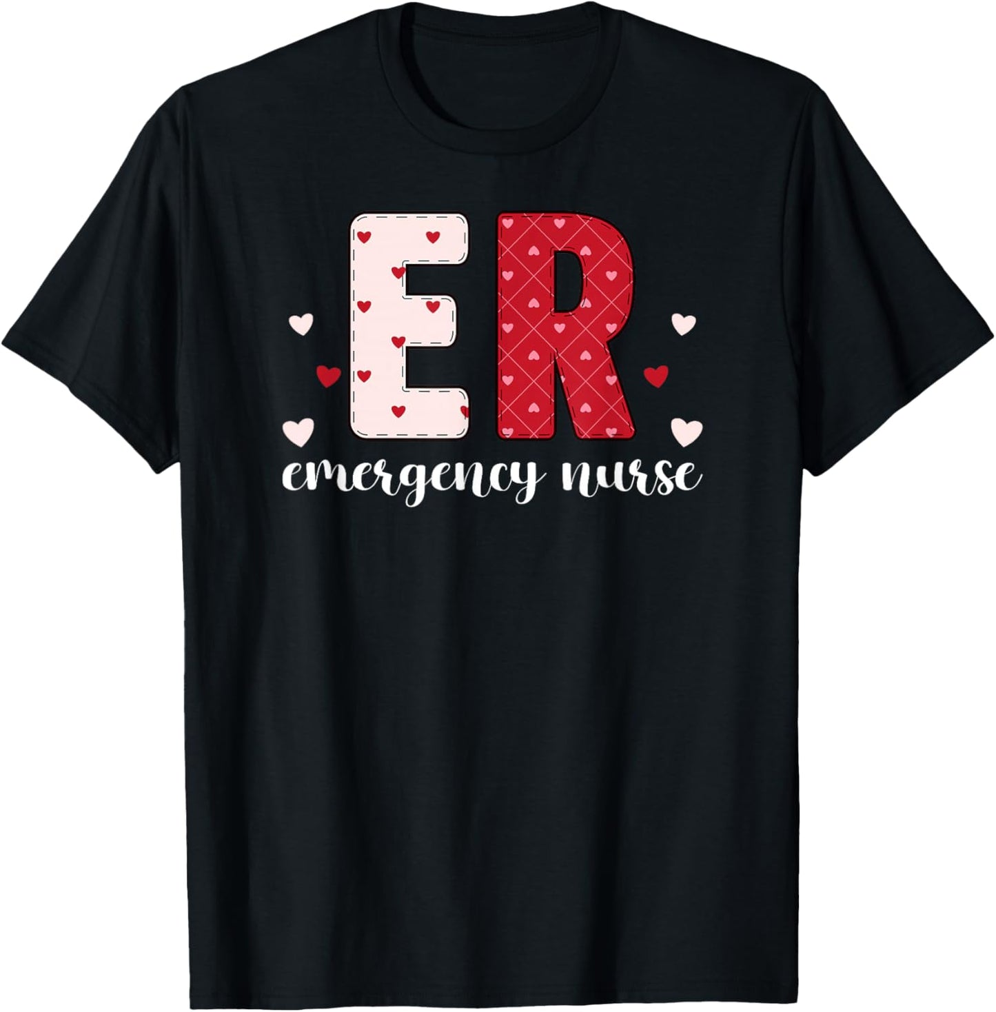 ER Nurse Valentine Emergency Room Nurse Valentines Day T-Shirt - T-Shirt | Black