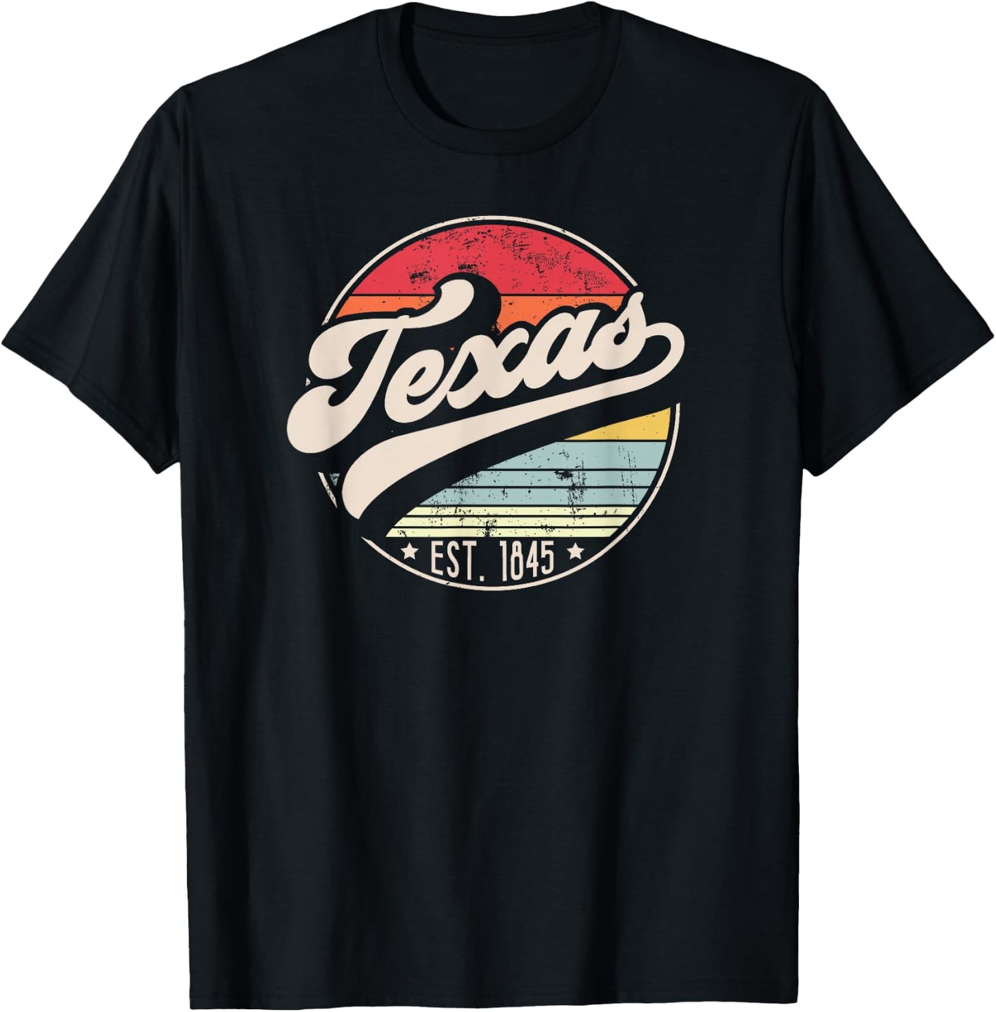 Retro Texas Home State TX Cool 70s Style Sunset T-Shirt - T-Shirt | Black