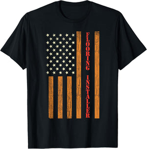 Flooring installer Gifts funny USA Flag flooring contractor T-Shirt - T-Shirt | Black