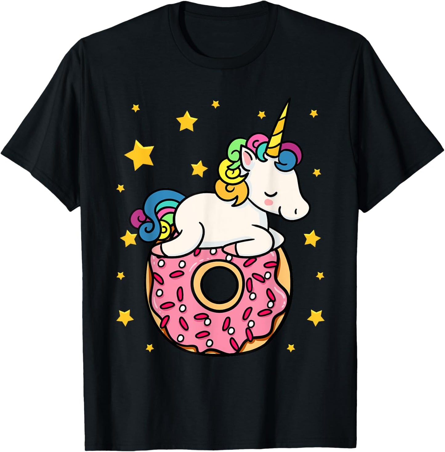 Unicorn Donut Doughnut Dessert Food Lover Candy Gift T-Shirt - T-Shirt | Black