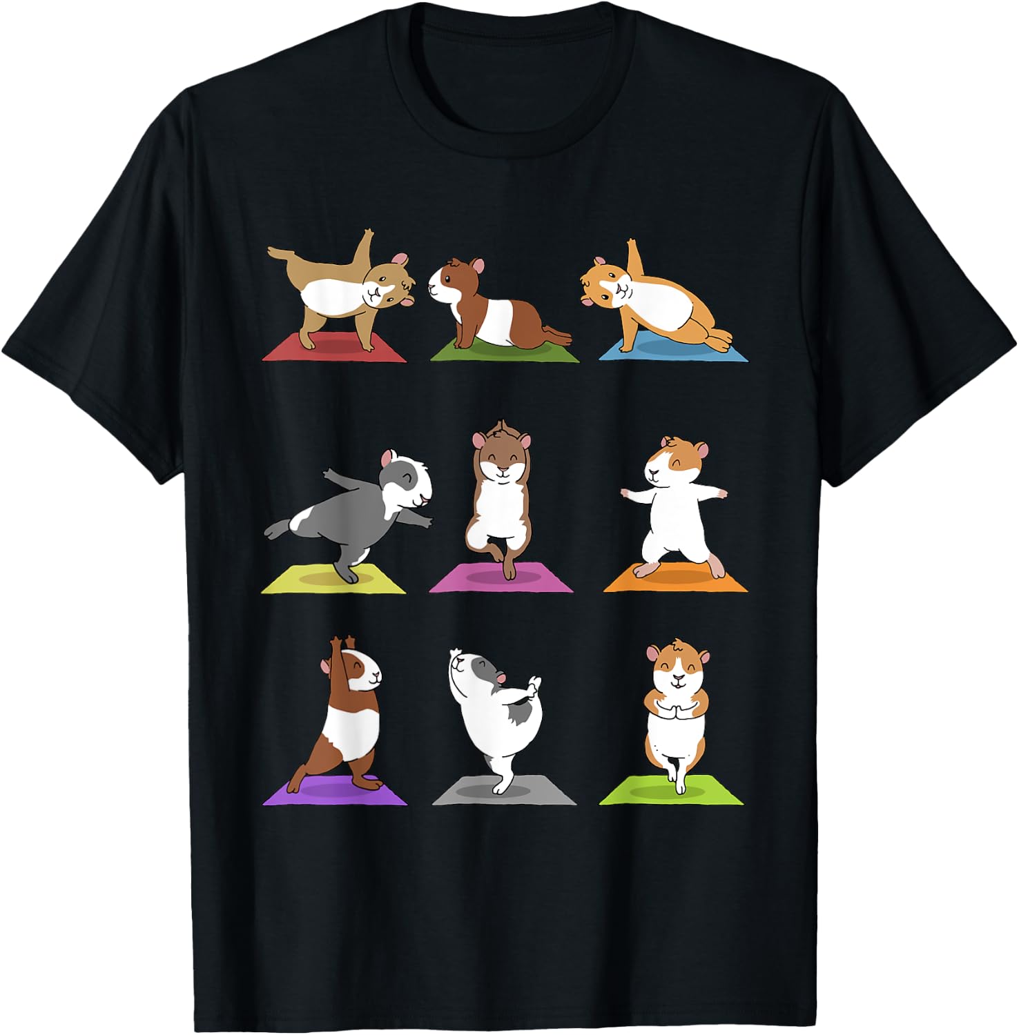 Guinea Pig Funny Guinea Pigs In Yoga Poses T-Shirt - T-Shirt | Black