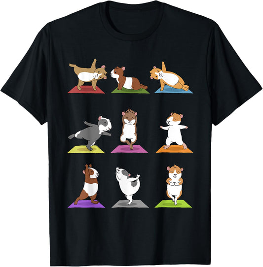 Guinea Pig Funny Guinea Pigs In Yoga Poses T-Shirt - T-Shirt | Black