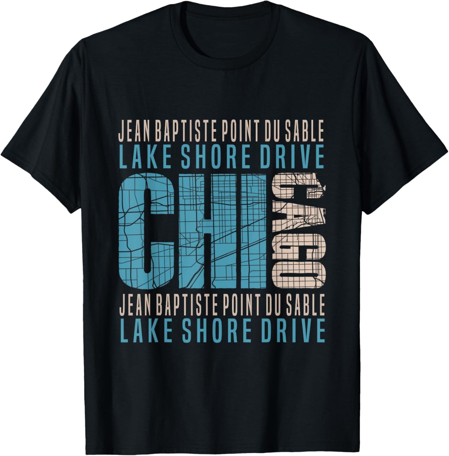 Chicago Jean Baptiste Point du Sable Lake Shore Drive T-Shirt - T-Shirt | Black