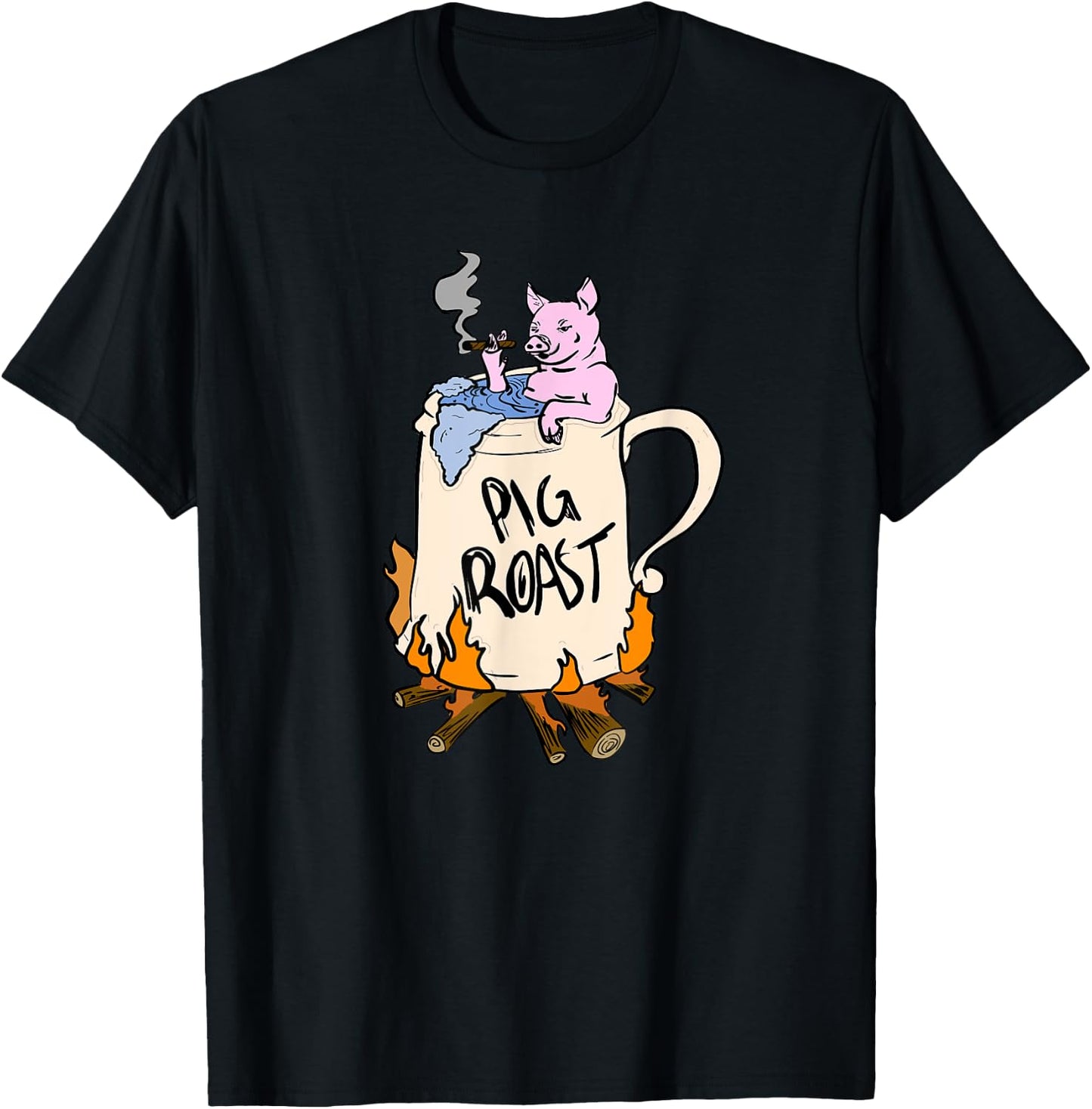 Funny Pig Spit Roast BBQ Party Grill Master Gift T-Shirt - T-Shirt | Black