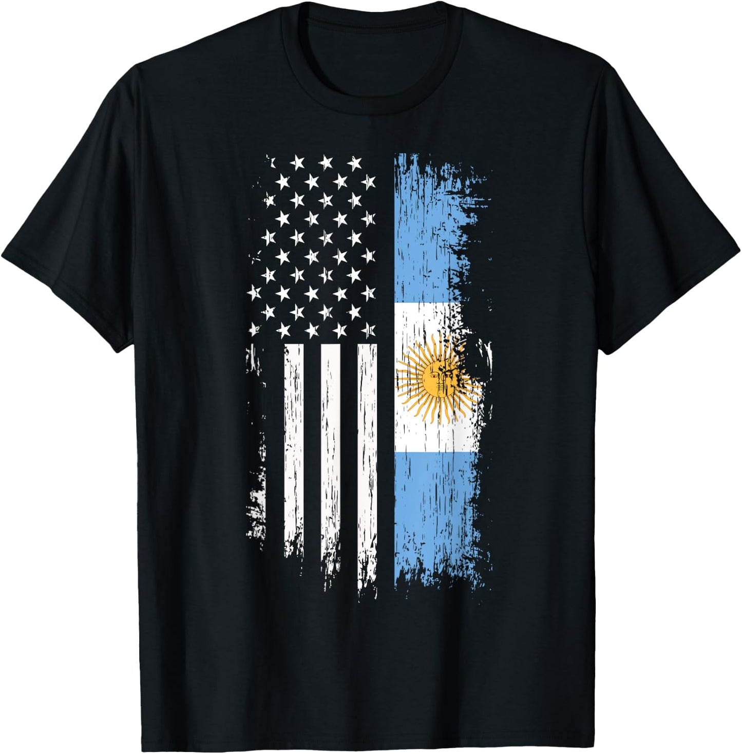 Argentinian American Flag T Shirt - Argentina USA Shirt Women Kids Men T-Shirt - T-Shirt | Black