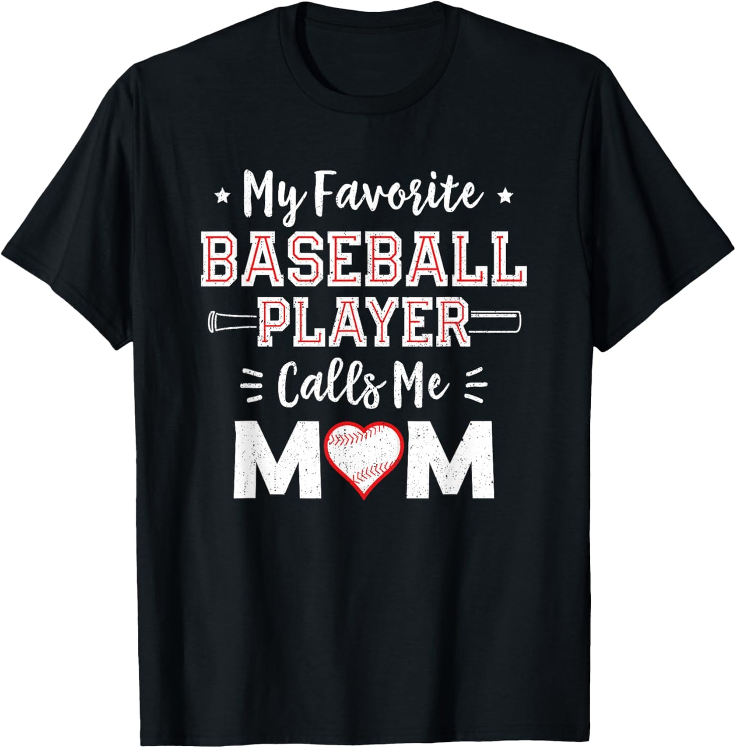 My Favorite Baseball Player Calls Me Mom Shirt Mom Baseball T-Shirt - T-Shirt | Black
