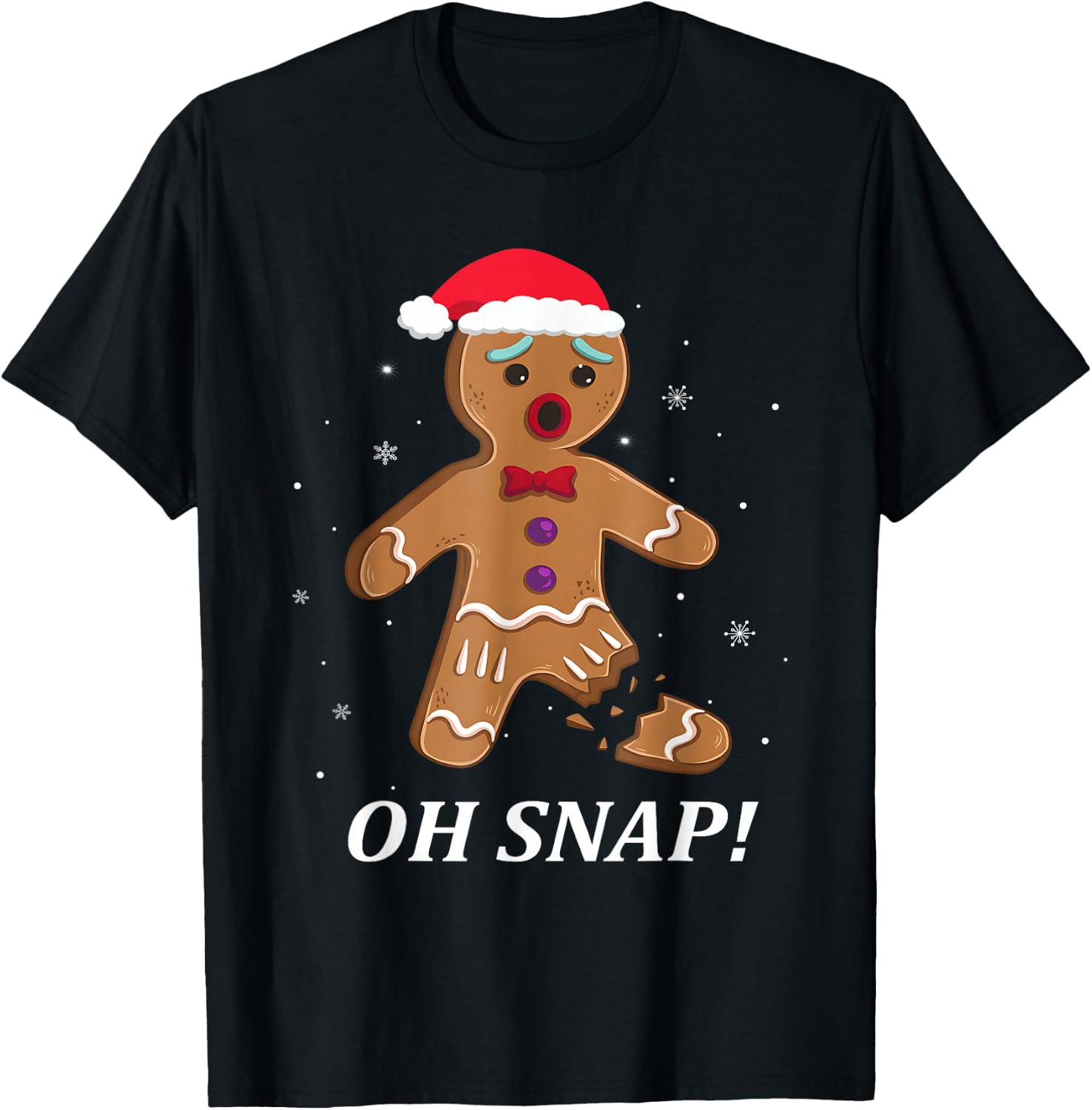 Gingerbread Man Oh Snap Christmas Funny Cookie Baking Gift T-Shirt - T-Shirt | Black