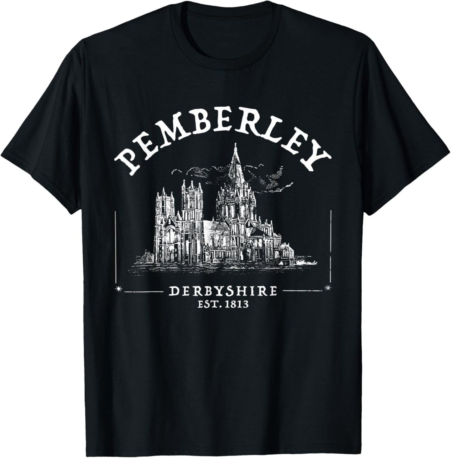 Pemberley Derbyshire 1813 - Pride and Prejudice Jane Austen T-Shirt - T-Shirt | Black