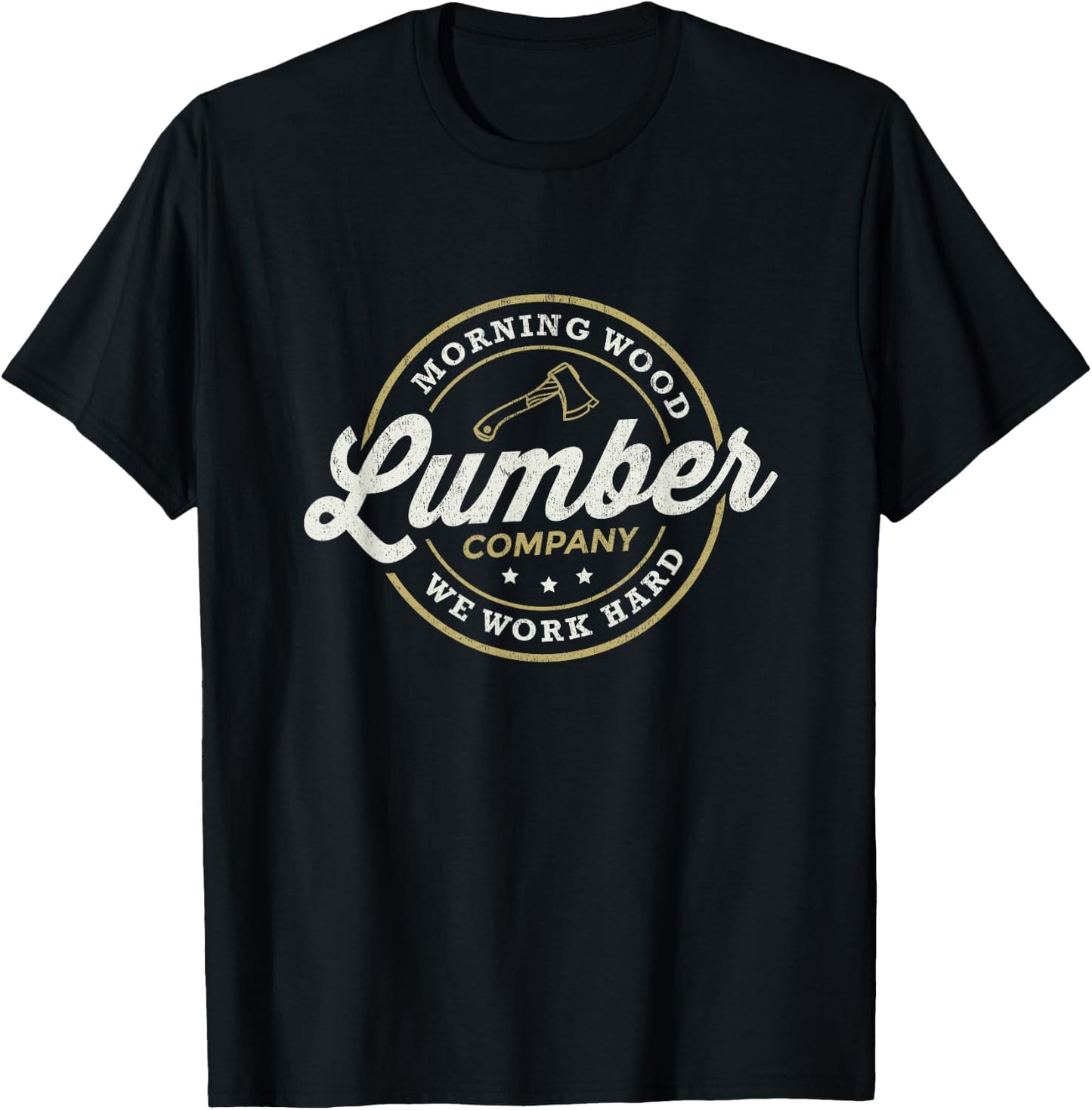 Retro Morning Wood Lumber Company Camping Woodman Small T-Shirt - T-Shirt | Black