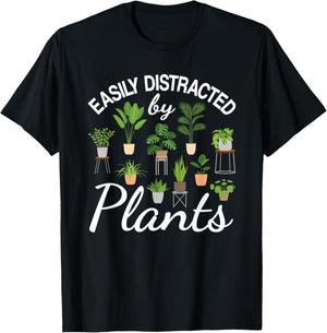 Cute Easily Distracted by Plants Succulent Garden Gardening T-Shirt - T-Shirt | Black