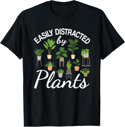 Cute Easily Distracted by Plants Succulent Garden Gardening T-Shirt - T-Shirt | Black