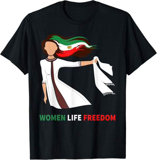 Iran Lion Old Flag Support Iranian Women Life Freedom Persia T-Shirt - T-Shirt | Black