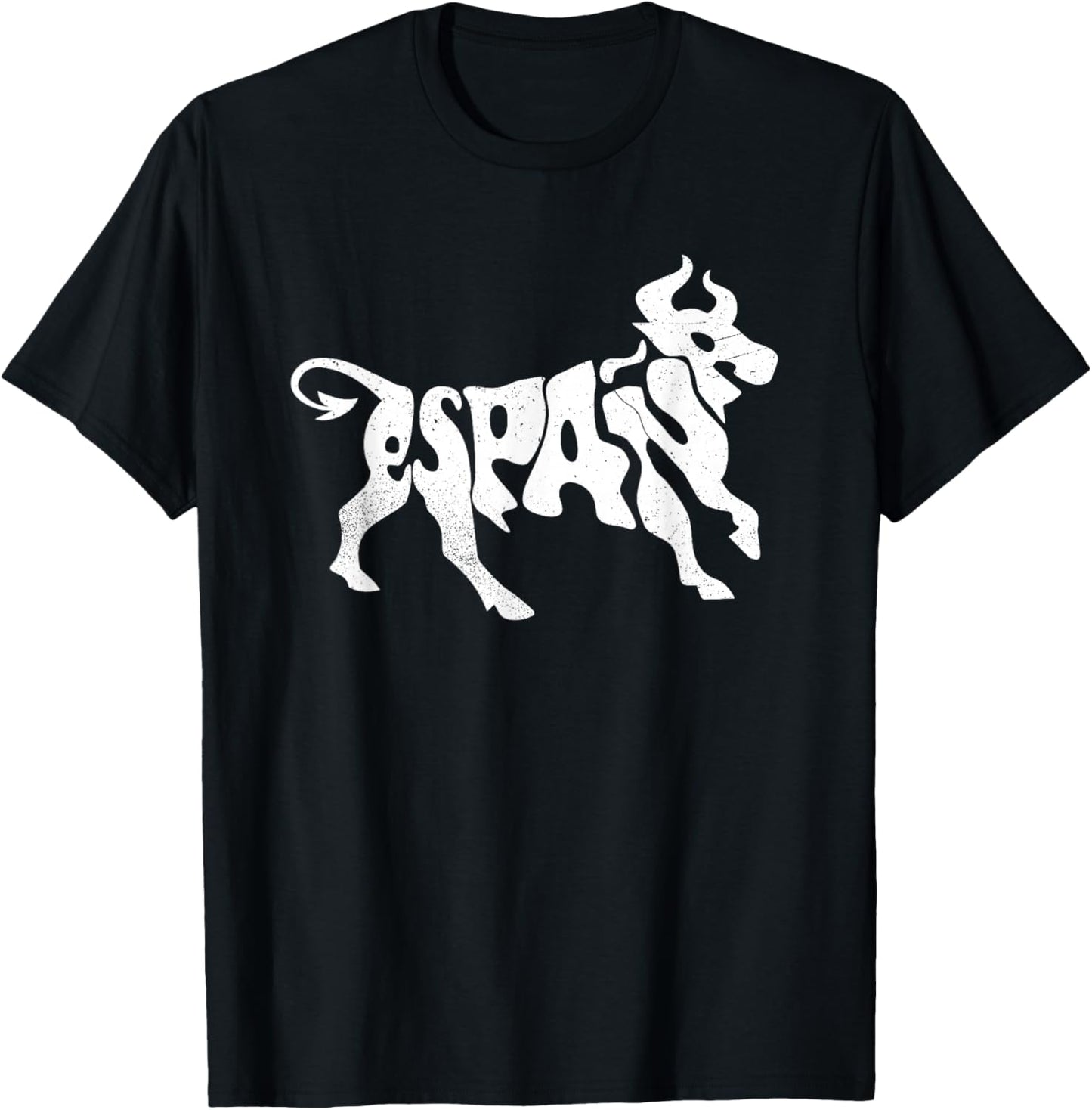 Spain Bull Word Art - Cool Espana Animal T-Shirt - T-Shirt | Black