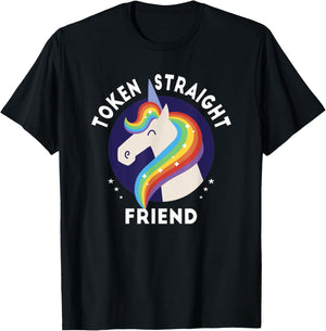 Token Straight Friend Funny Slang Queer Ally Gay Pride Stuff T-Shirt - T-Shirt | Black