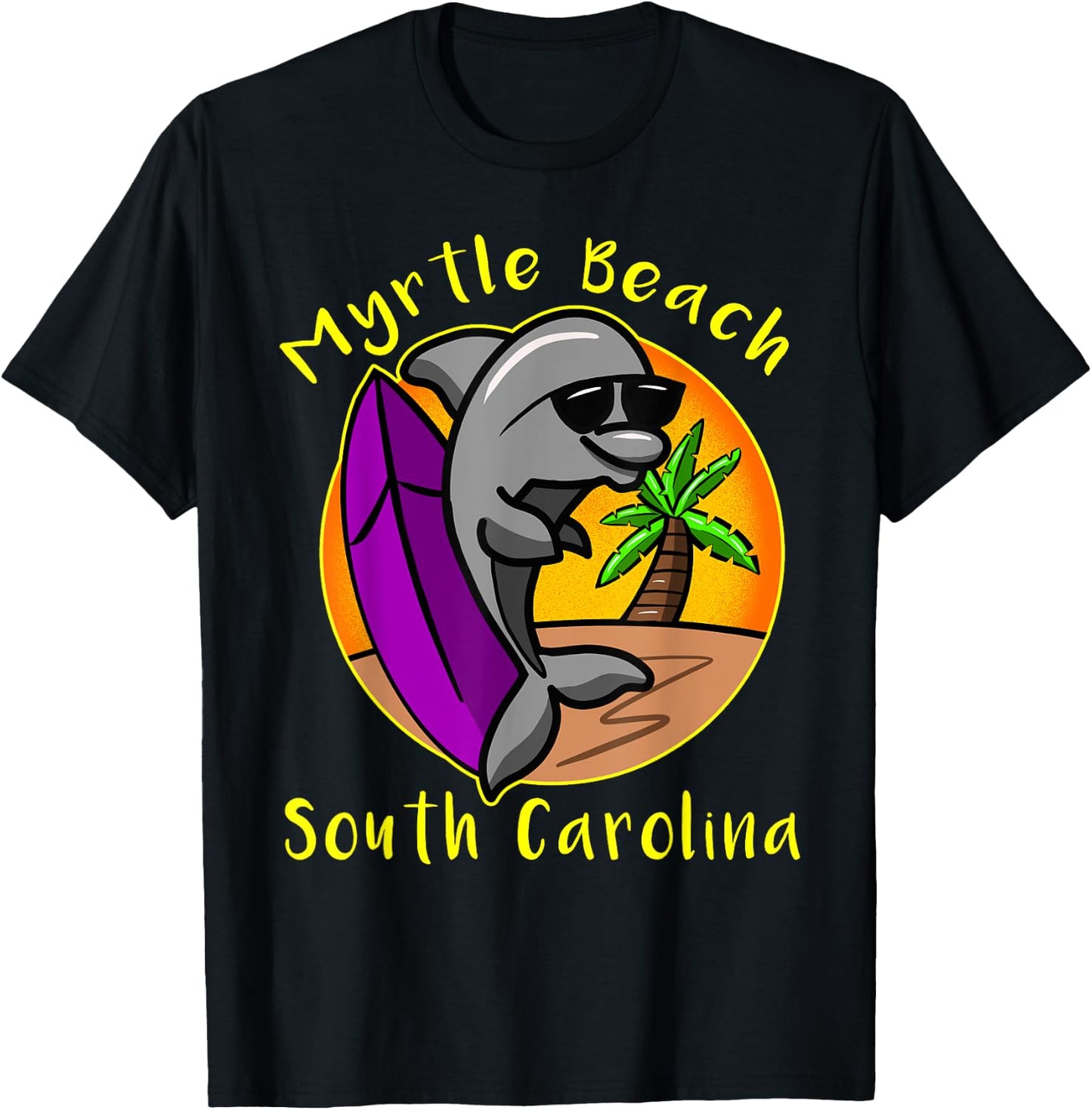 Myrtle Beach South Carolina Dolphin Vacation Design Souvenir Women Kids T-Shirt - T-Shirt | Black