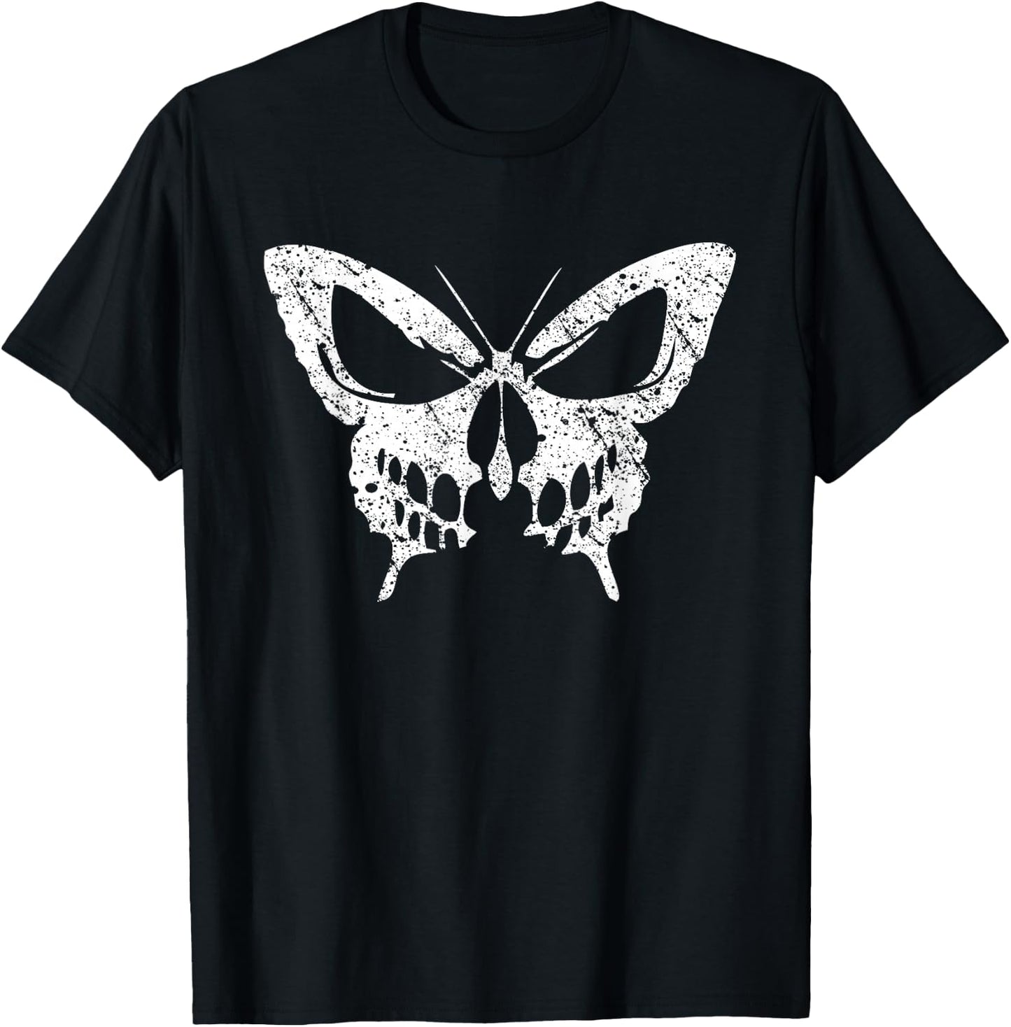 Pumpkin Face Halloween Graphic Vintage Butterfly skull T-Shirt - T-Shirt | Black