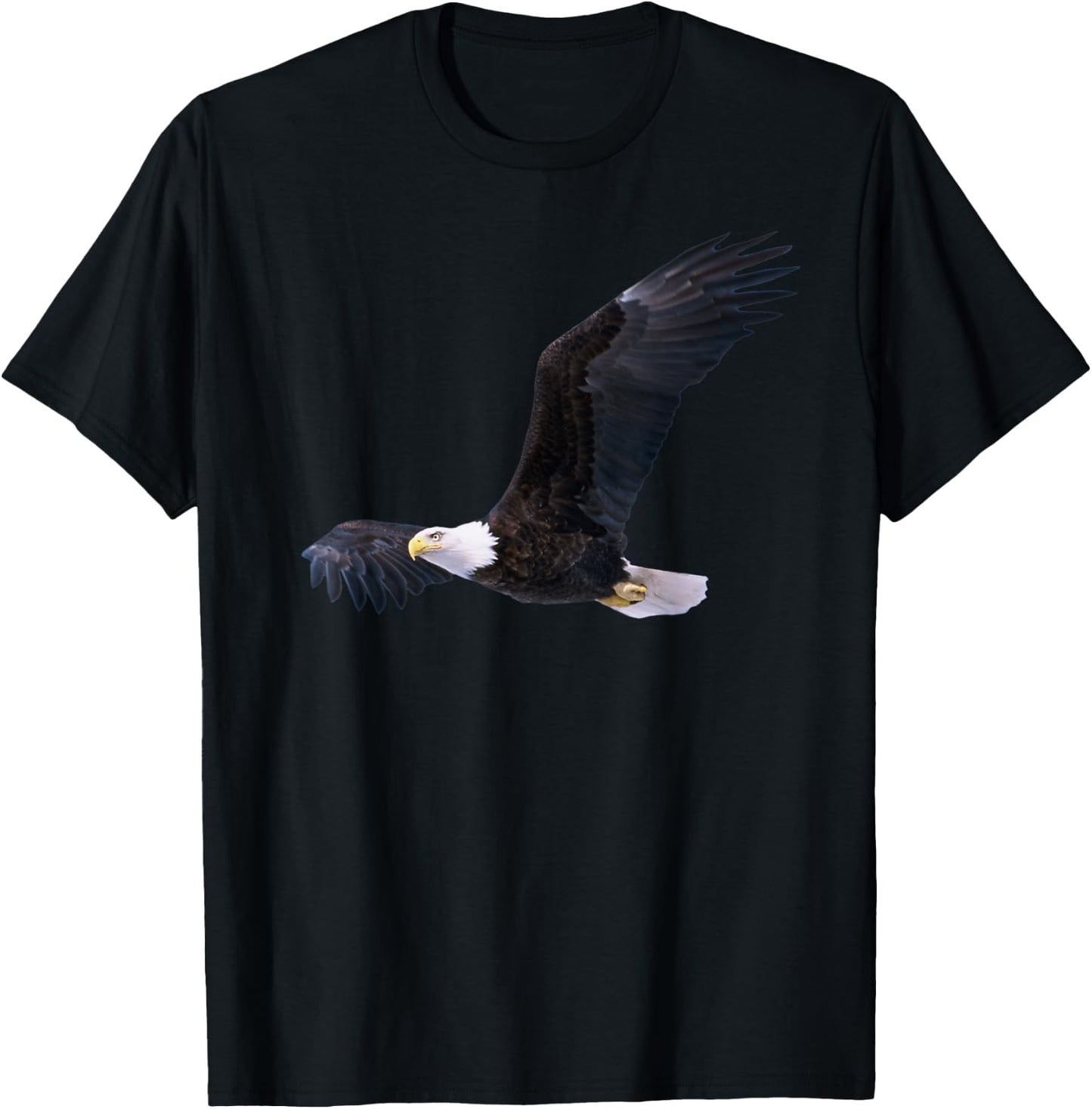 Elegant American Bald Eagle In Flight Photo Portrait T-Shirt - T-Shirt | Black