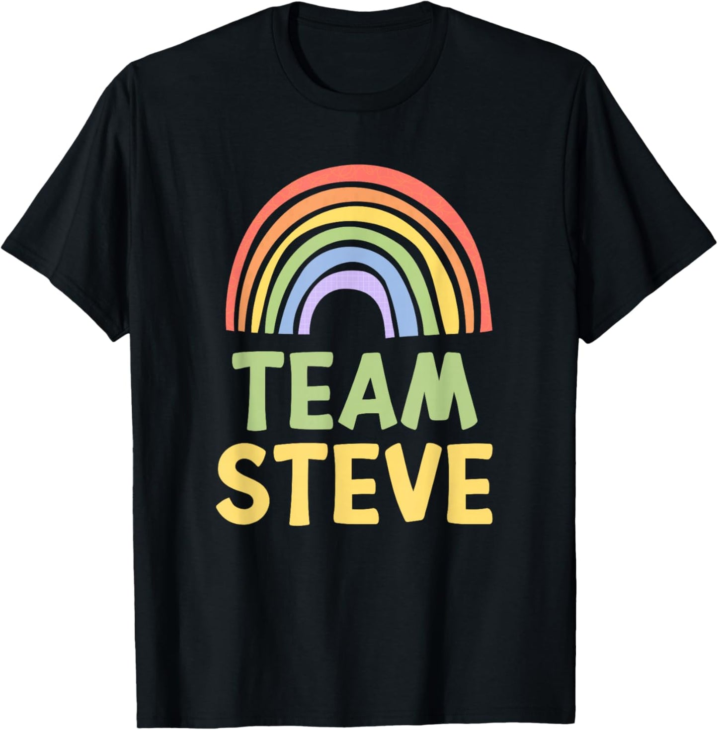 Happy Colorful Team Steve Rainbow Pride Green Yellow T-Shirt - T-Shirt | Black