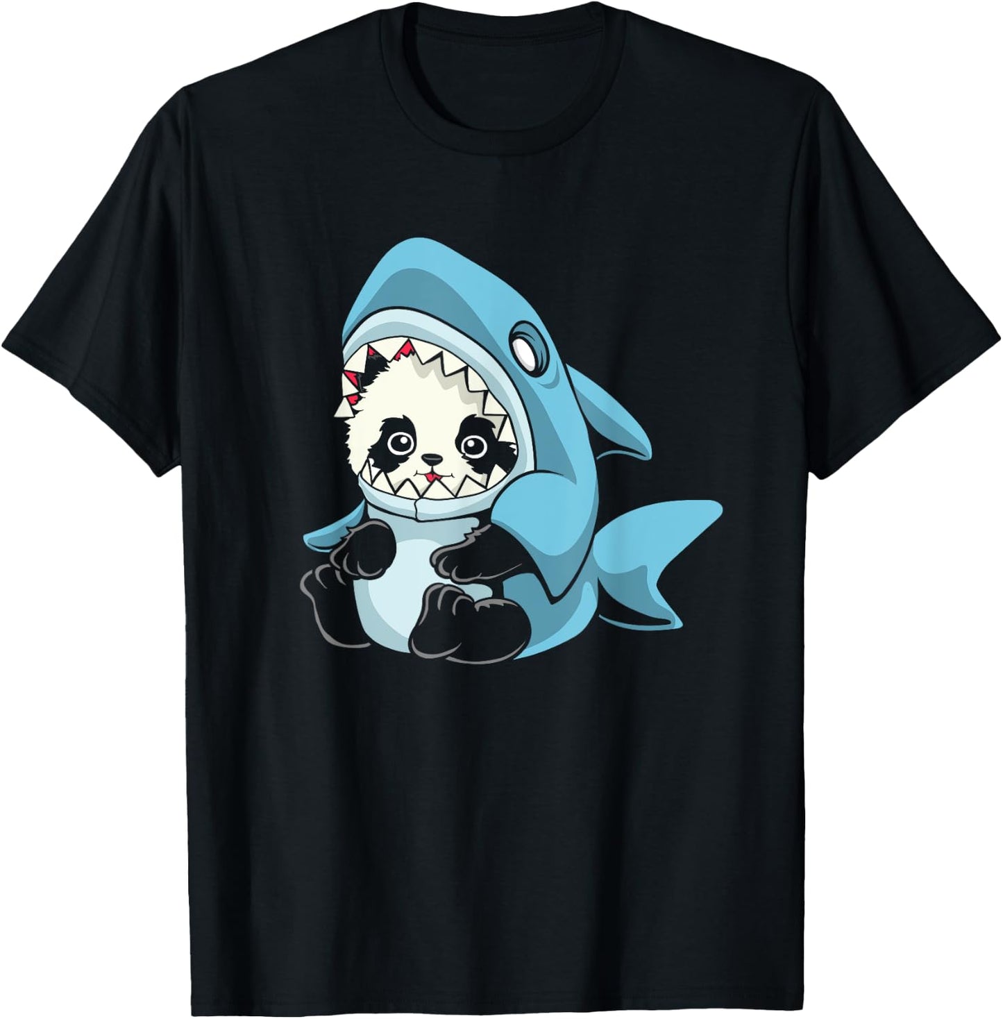 Adorable Baby Panda Shark T-Shirt - T-Shirt | Black