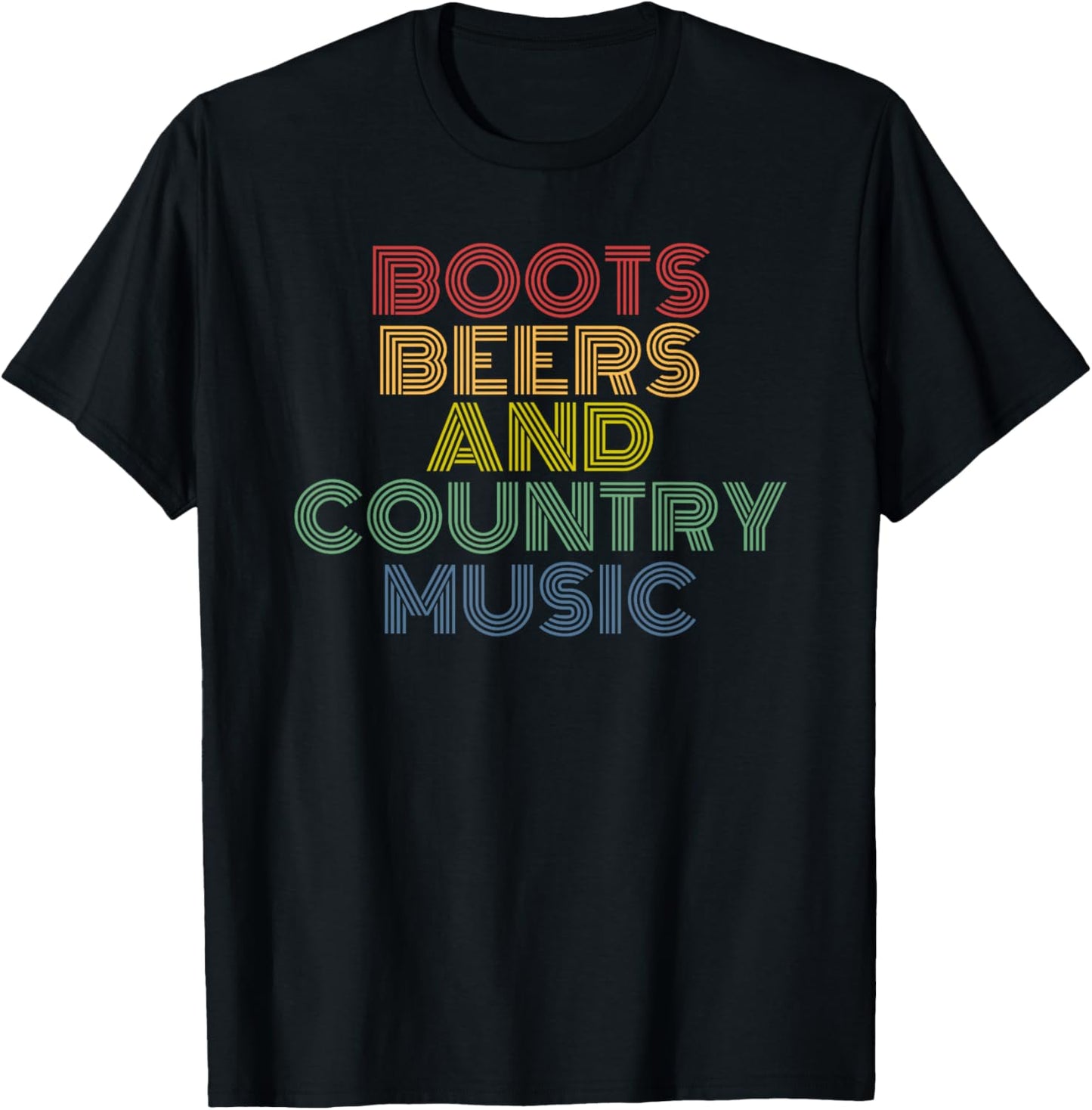 Boots Beers And Country Music retro 70s vintage T-Shirt - T-Shirt | Black