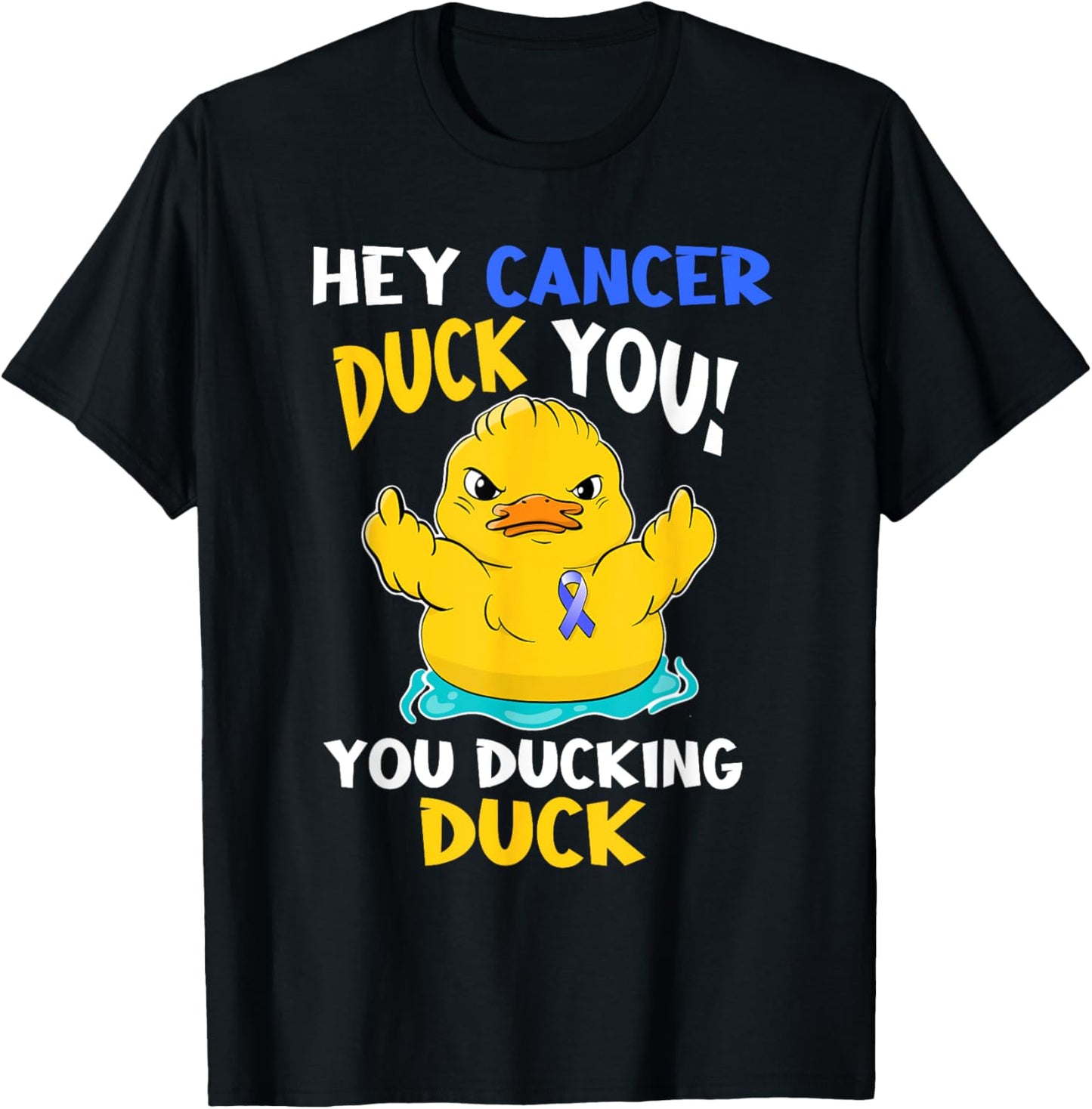 Fight Against Cancer Funny Duck Design T-Shirt - T-Shirt | Black