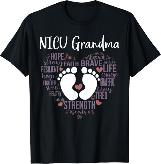 "NICU Grandma" Preemie or NICU Grandma Shirt T-Shirt - T-Shirt | Black