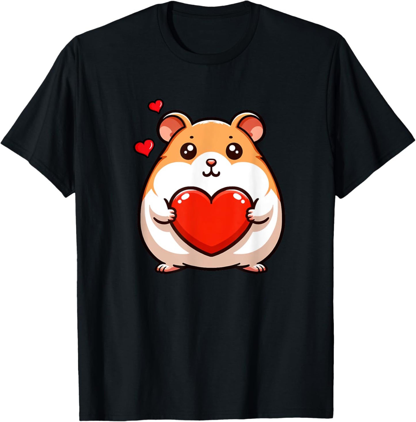 Cute Hamster Funny Valentines Heart Lover Men Women Kids T-Shirt - T-Shirt | Black