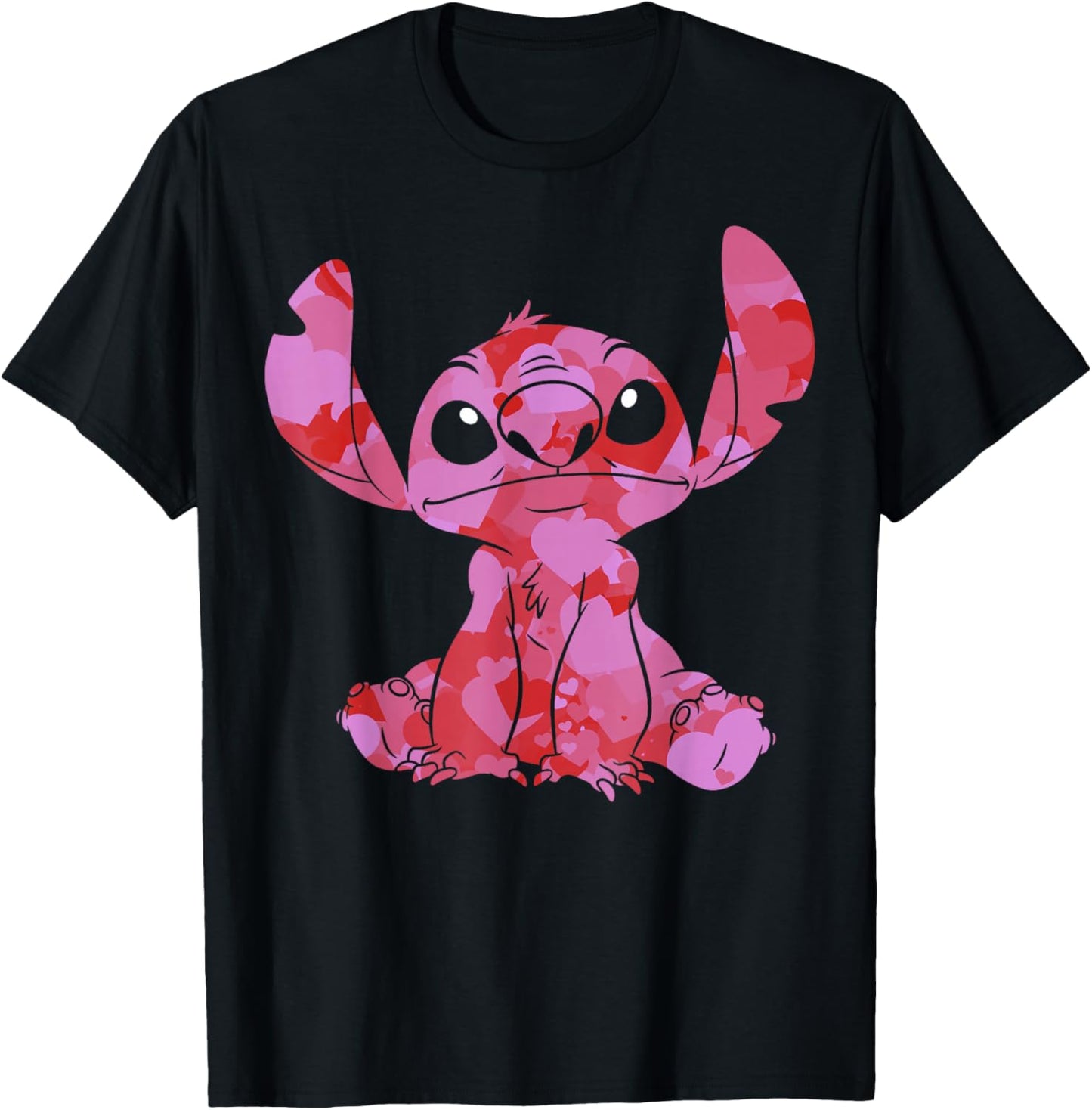 Disney Lilo & Stitch Valentine's Day Stitch Heart Fill T-Shirt - T-Shirt | Black