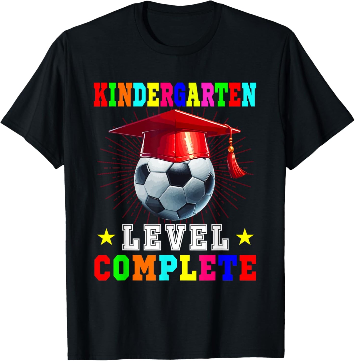 Kindergarten Level Complete Soccer Player Kids Graduation T-Shirt - T-Shirt | Black