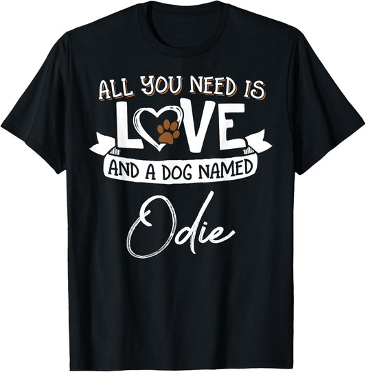 Cute Dog Named Odie Design and Men T-Shirt - T-Shirt | Black