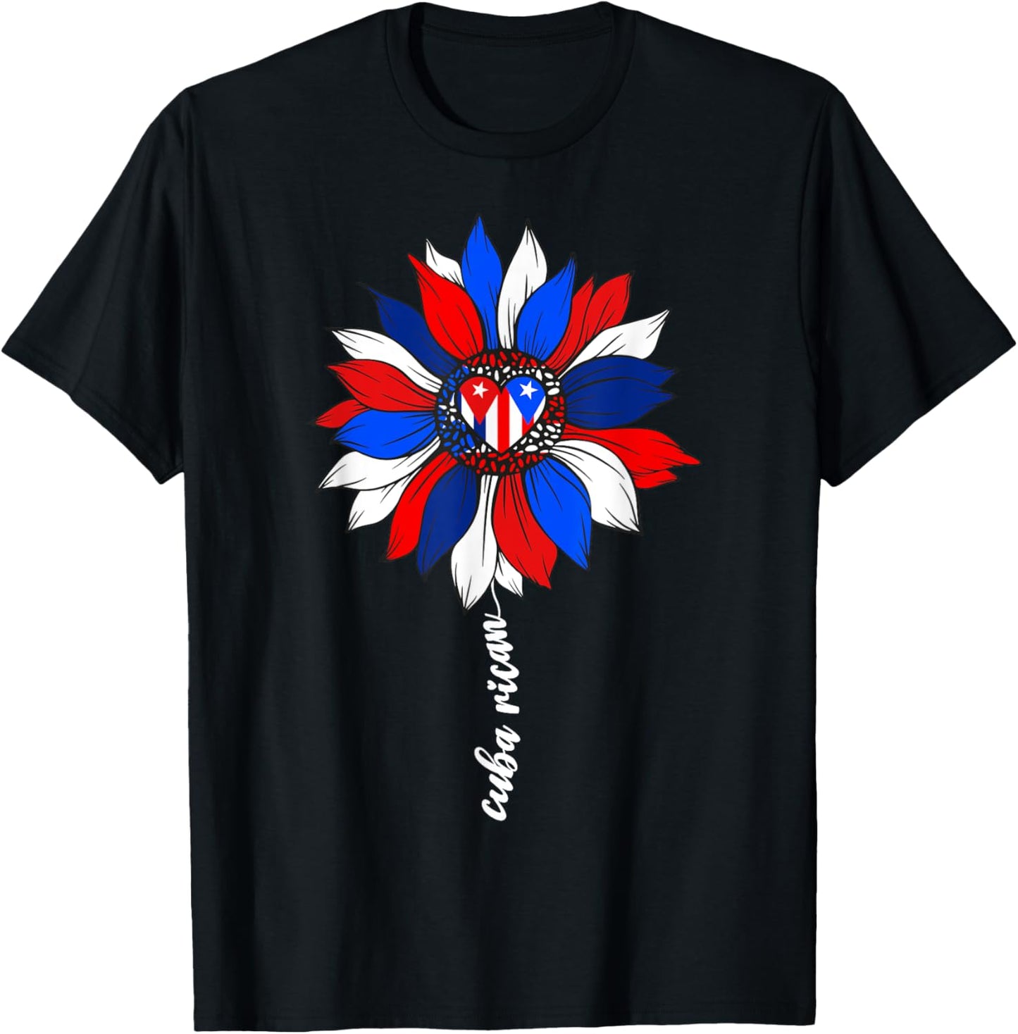 Half Cuban And Puerto Rican Rico Cuba Flag Cubarican Girl T-Shirt - T-Shirt | Black