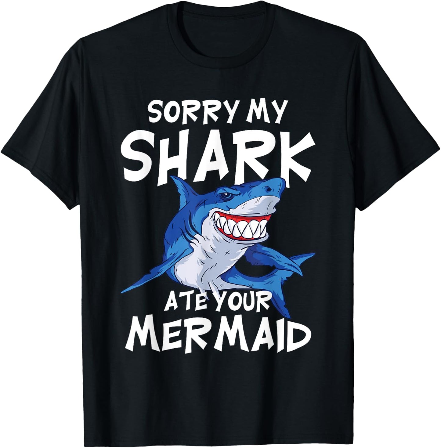 My Shark Ate Your Mermaid Funny Kids Party Boys Gift Shark T-Shirt - T-Shirt | Black