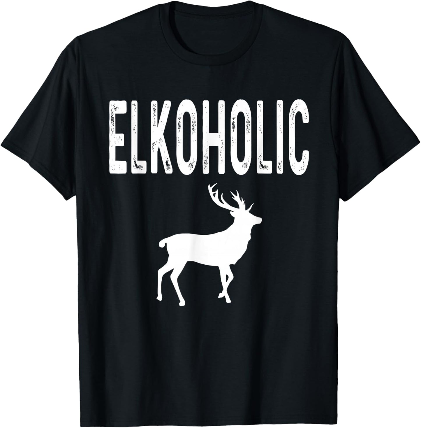 Elkoholic Elk Hunter Hunting Dad Deer Big Game Retro T-Shirt - T-Shirt | Black
