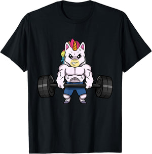 Weightlifting Unicorn Funny Powerlifting Fitness Gym T-Shirt - T-Shirt | Black