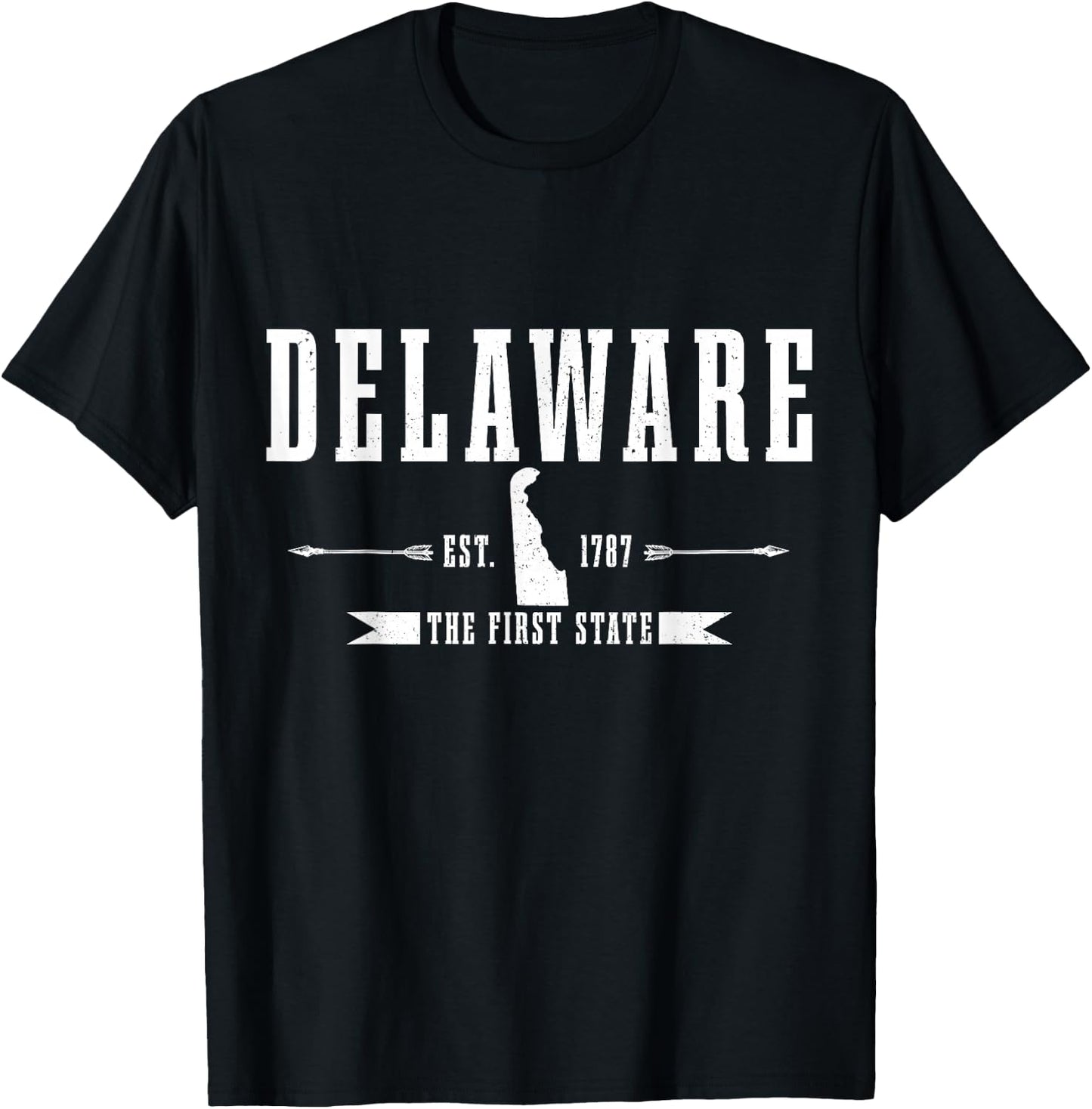 Delaware Est. 1787 Vintage USA America Souvenir T-Shirt - T-Shirt | Black