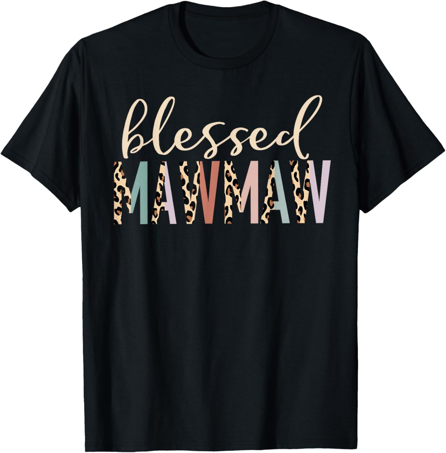 Blessed Mawmaw Cute Leopard Print T-Shirt - T-Shirt | Black